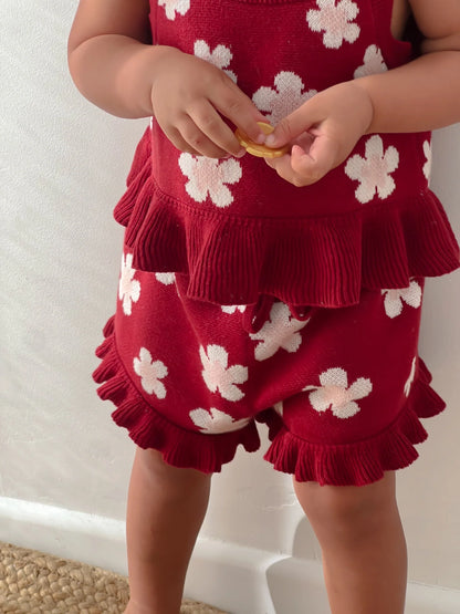 BLOSSOM AND PEAR KNIT TIE SET | RED POSY