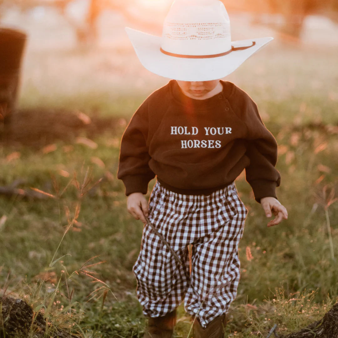 BLOSSOM AND PEAR SWEATER HOLD YOUR HORSES | ESPRESSO