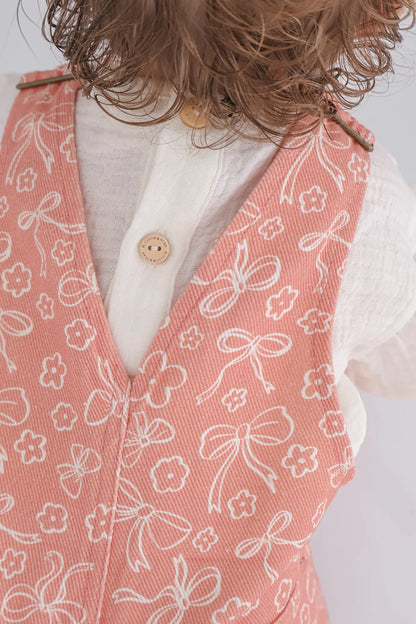 BLOSSOM AND PEAR DENIM SHORT OVERALL | BLOOMING BOW
