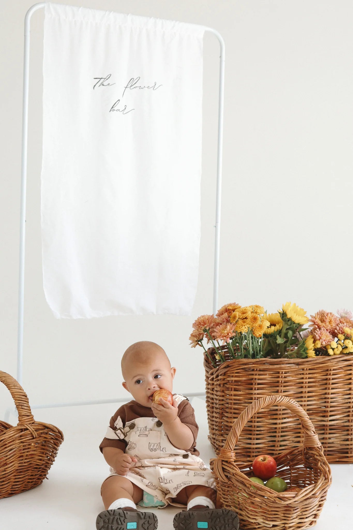 BLOSSOM AND PEAR DENIM SHORT OVERALL | LITTLE DIGGER