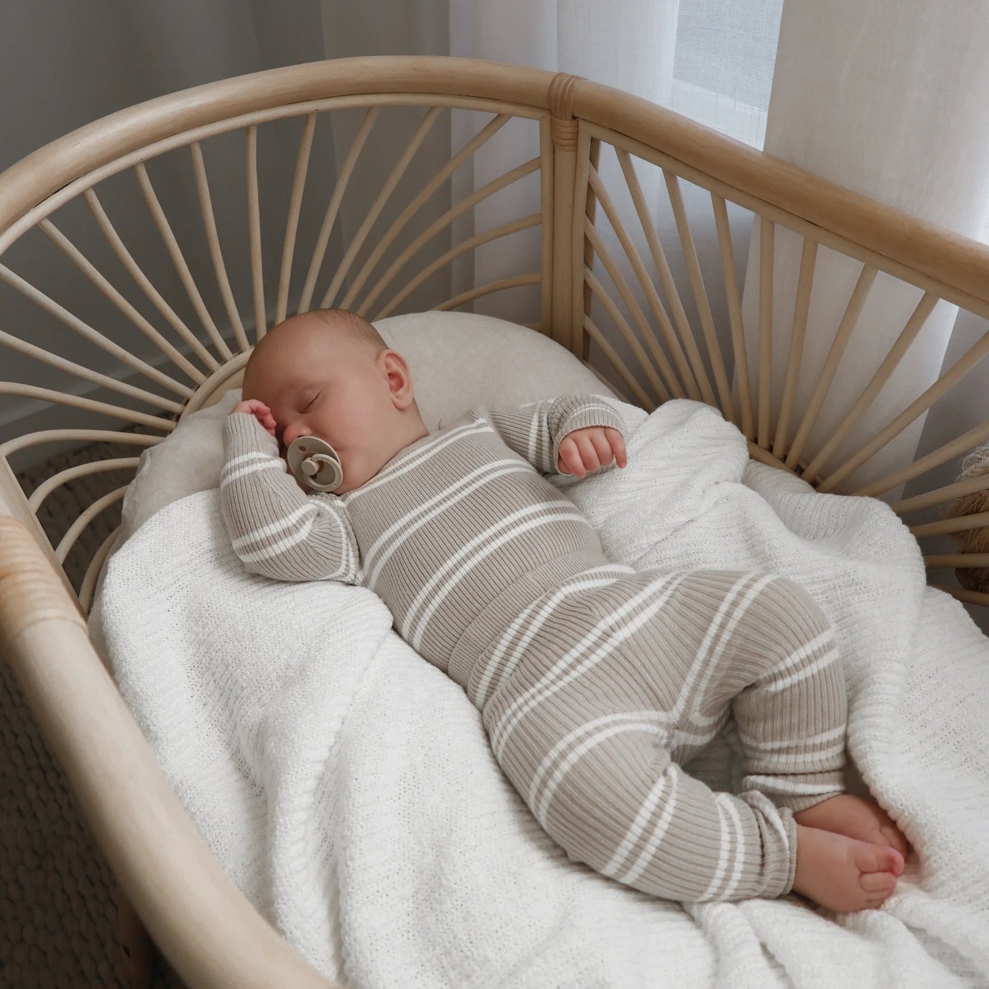 KOZY CLUB RIBBED KNIT SET | OAT STRIPE