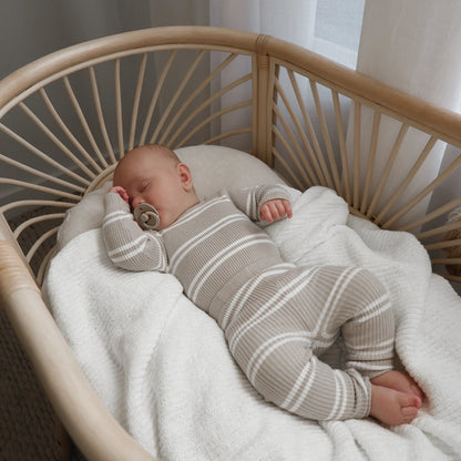 KOZY CLUB RIBBED KNIT SET | OAT STRIPE