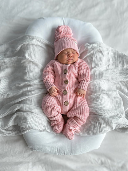 3 Little Crowns Knitted Beanie - Pink