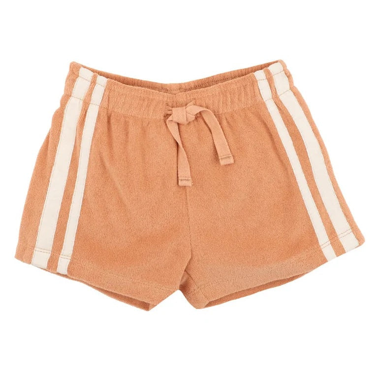 FOX AND FINCH | CARAMEL SIDE STRIPE TOWELLING SHORTS