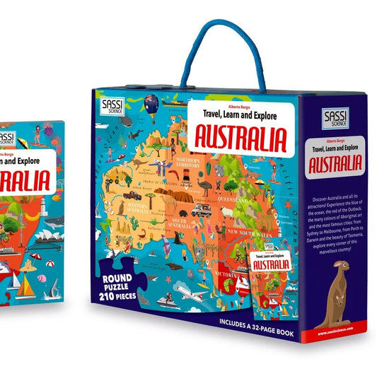SASSI | PUZZLE AND BOOK SET 210 PCE | AUSTRALIA
