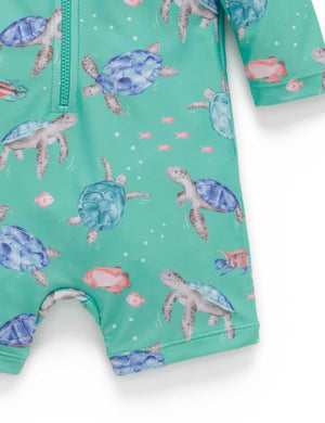 Purebaby Long Sleeve Rashie Swimsuit - Sea Turtles