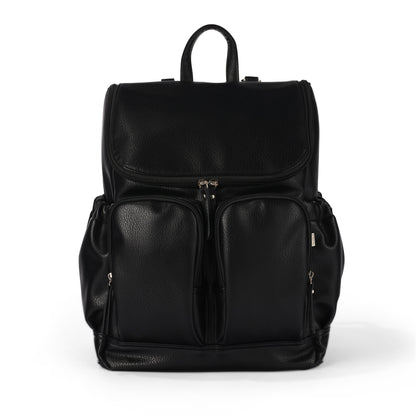 Oioi Dimple Vegan Leather Nappy Backpack - Black Dimple