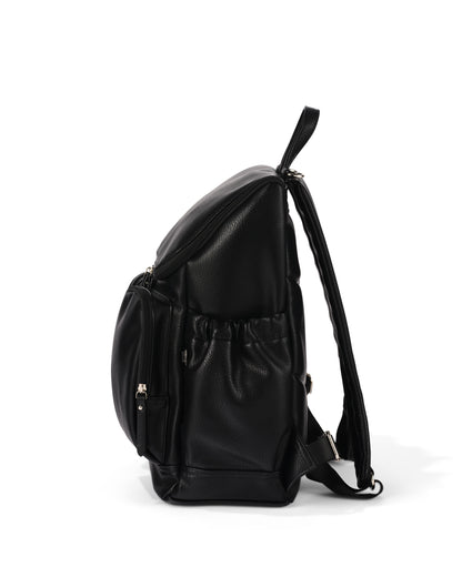 Oioi Dimple Vegan Leather Nappy Backpack - Black Dimple