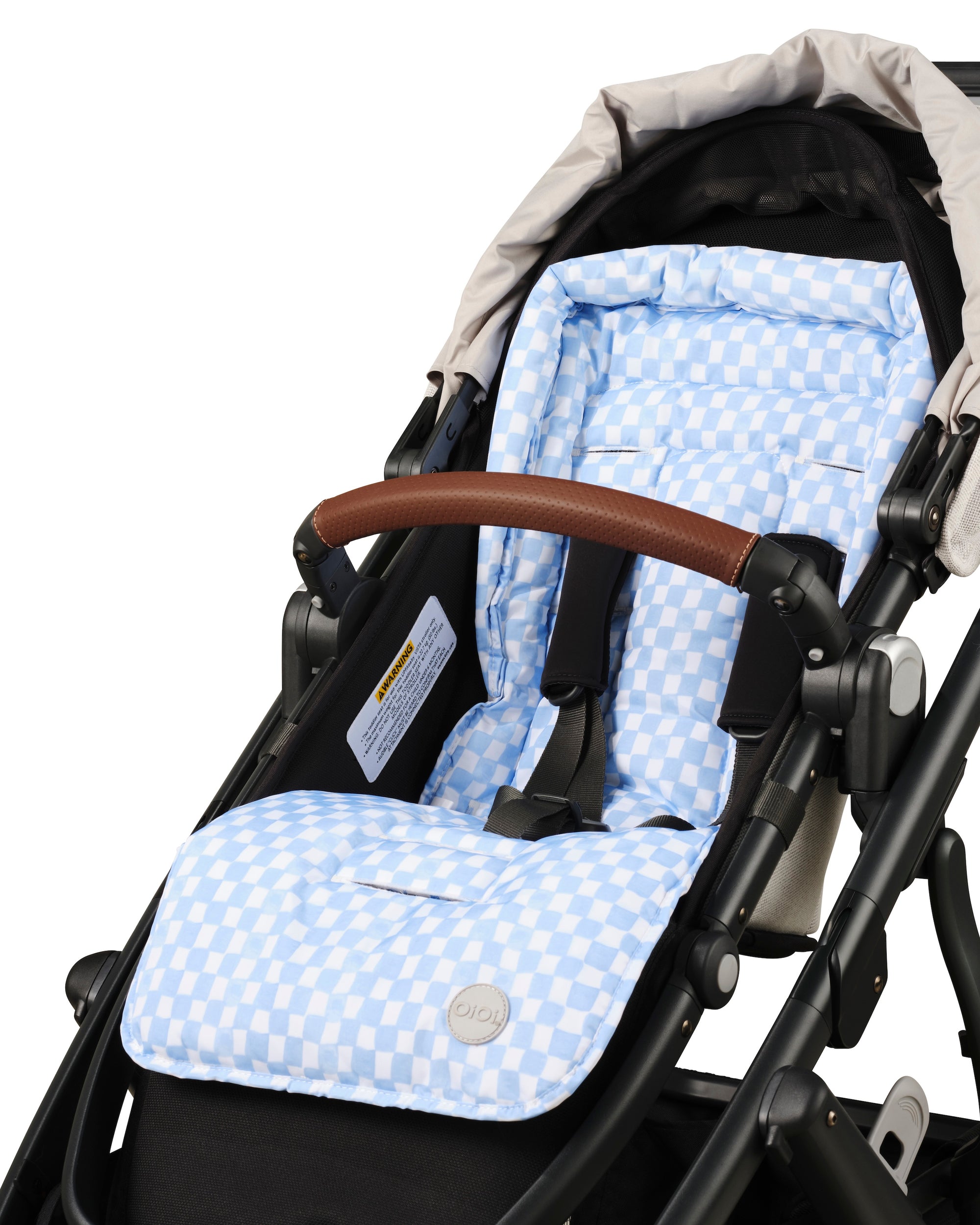 OiOi Reversible Pram Liner - Mediterranean/Blue Check