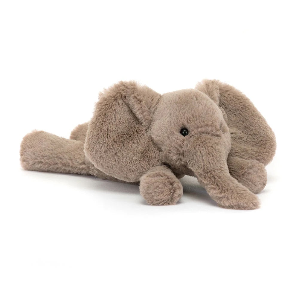 Plush elephant toy on a white background