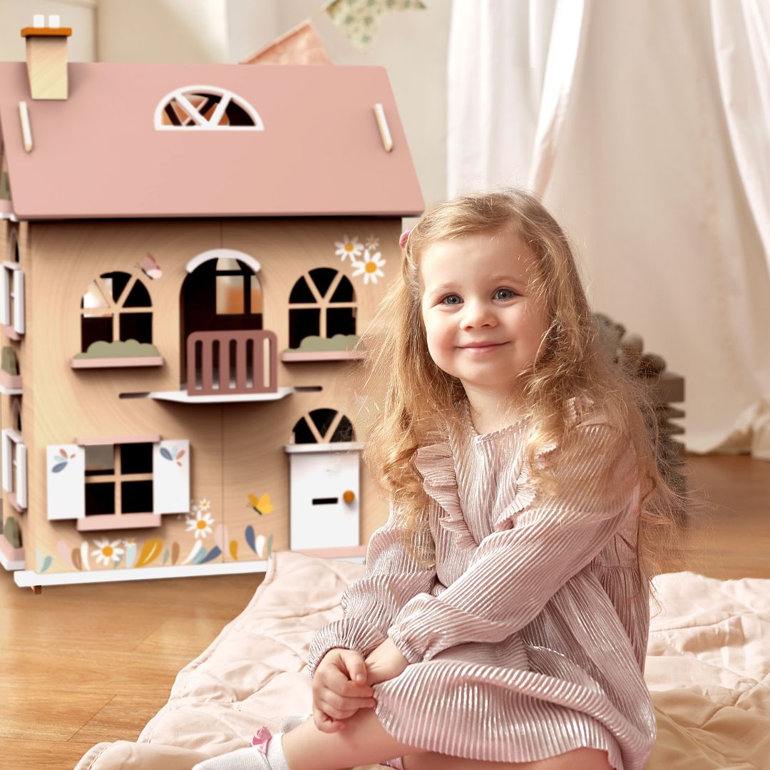 Speedy Monkey Flower Cottage Dolls House with Starter Furniture Set