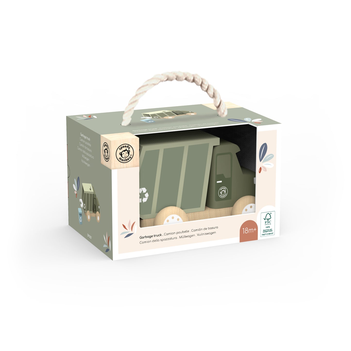 SPEEDY MONKEY | WOODEN GARBAGE TRUCK