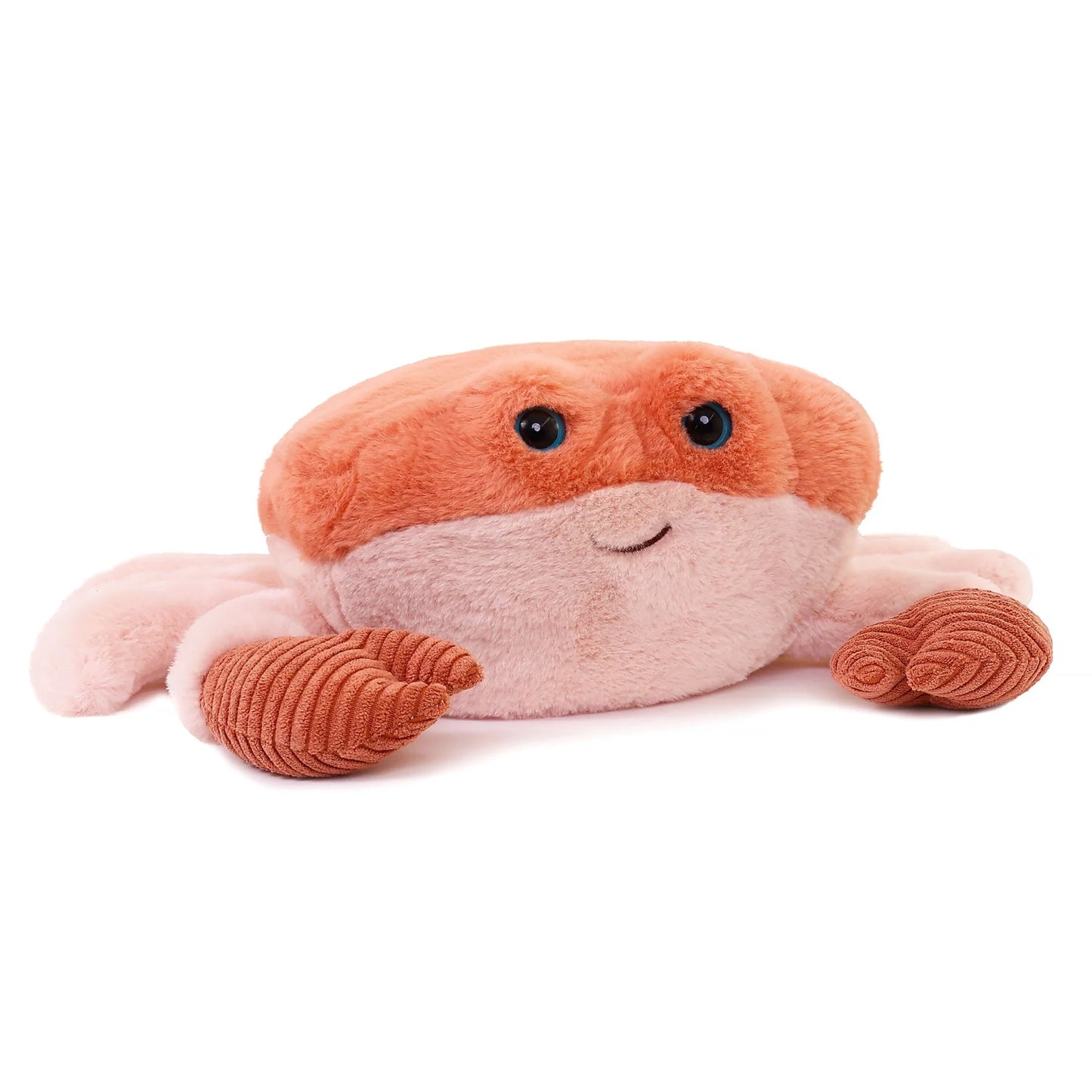 Plush crab toy on a white background