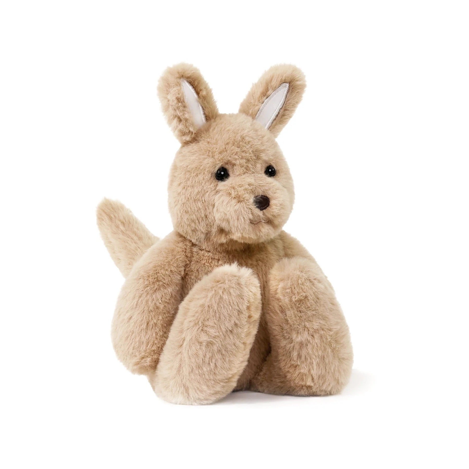 Plush toy kangaroo on a white background