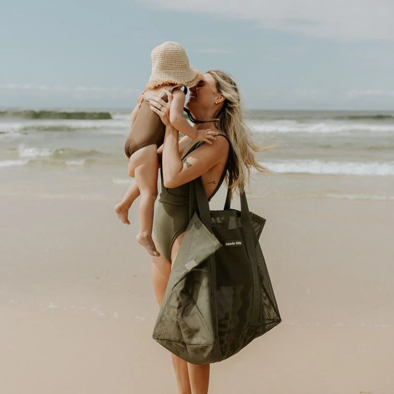 SANDE KIDS BEACH HAULER MESH BEACH BAG | PANDANUS GREEN