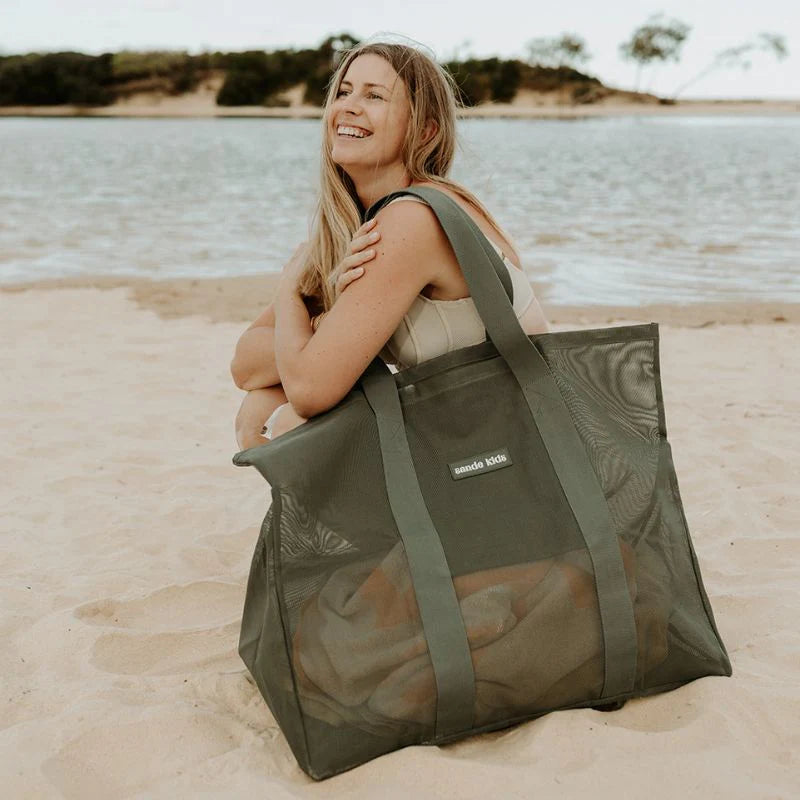 SANDE KIDS BEACH HAULER MESH BEACH BAG | PANDANUS GREEN