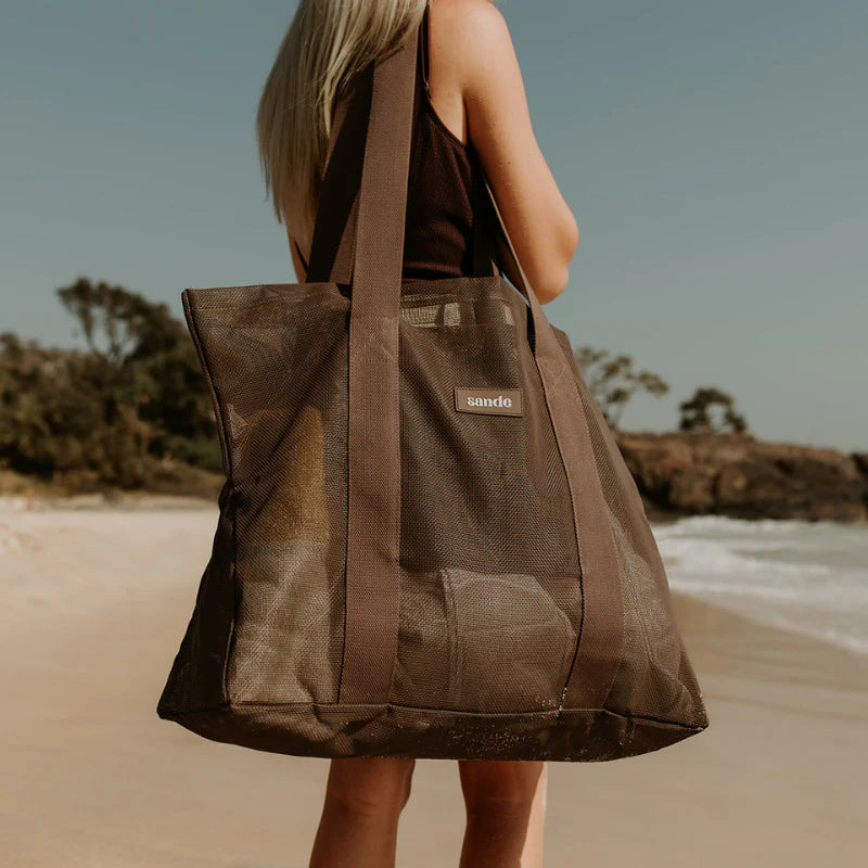 SANDE KIDS BEACH HAULER MINI MESH BEACH BAG | ESPRESSO