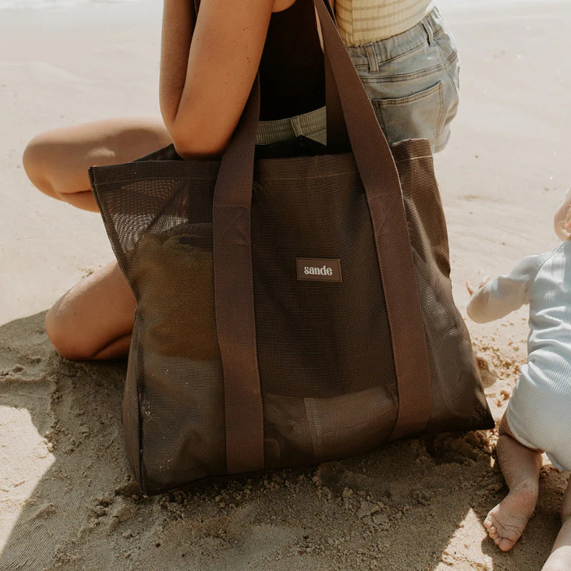 SANDE KIDS BEACH HAULER MINI MESH BEACH BAG | ESPRESSO