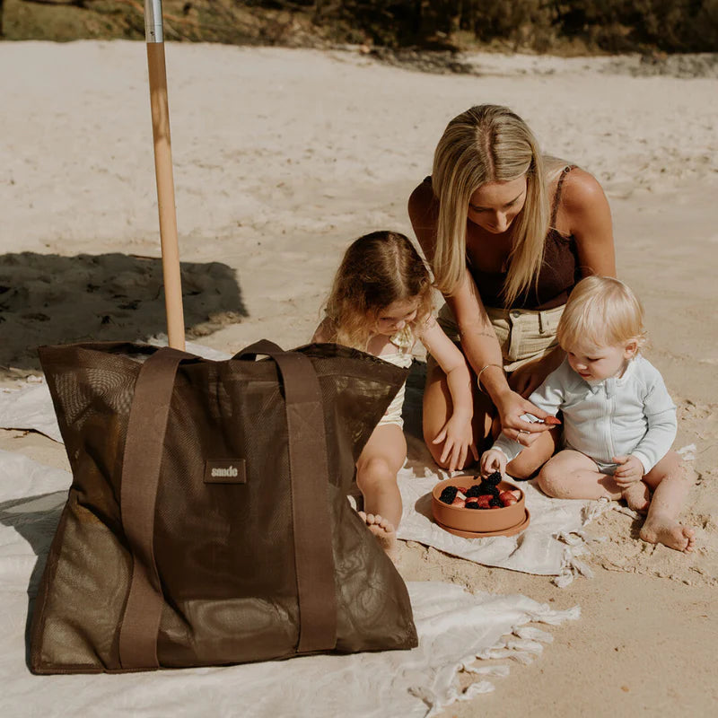 SANDE KIDS BEACH HAULER MINI MESH BEACH BAG | ESPRESSO