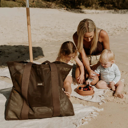 SANDE KIDS BEACH HAULER MINI MESH BEACH BAG | ESPRESSO