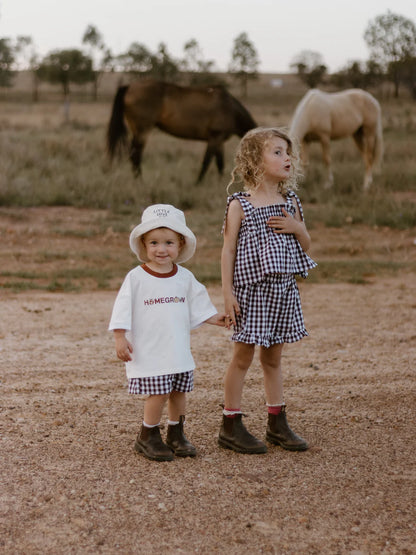 BLOSSOM AND PEAR TWO PIECE SET | COCOA GINGHAM