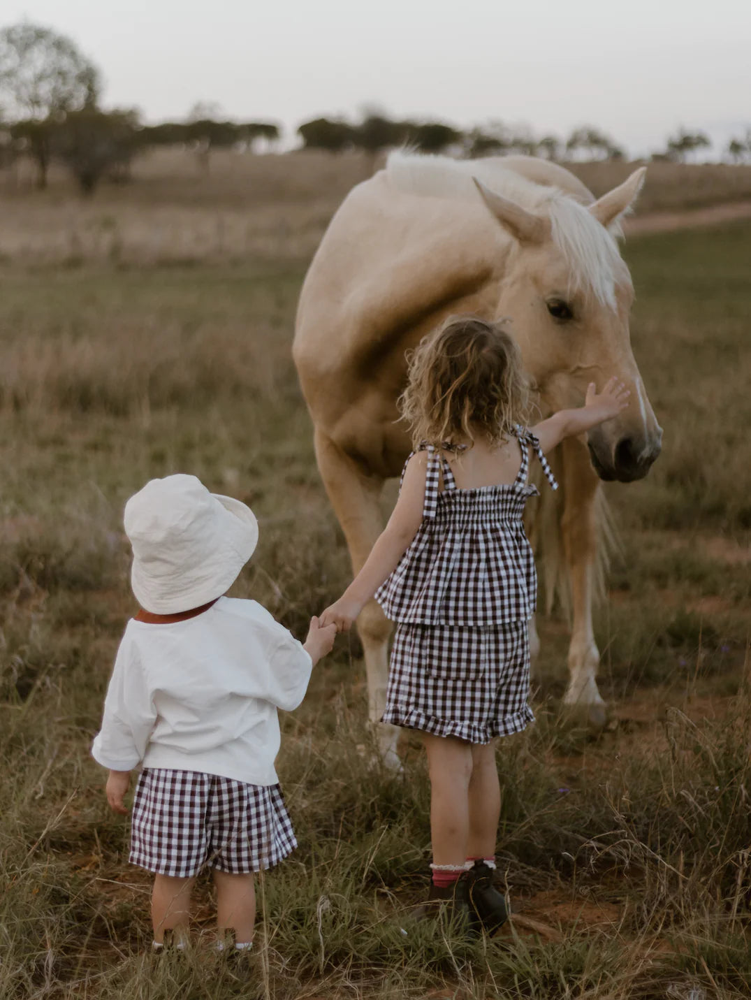 BLOSSOM AND PEAR TWO PIECE SET | COCOA GINGHAM