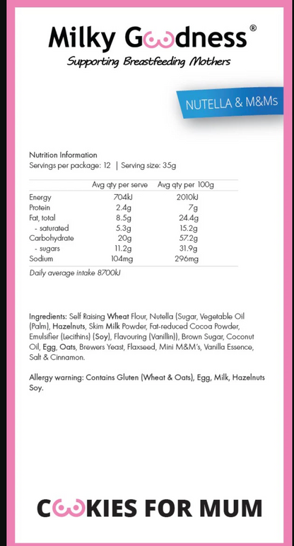 Milky Goodness Lactation Cookies - Nutella and M&M's