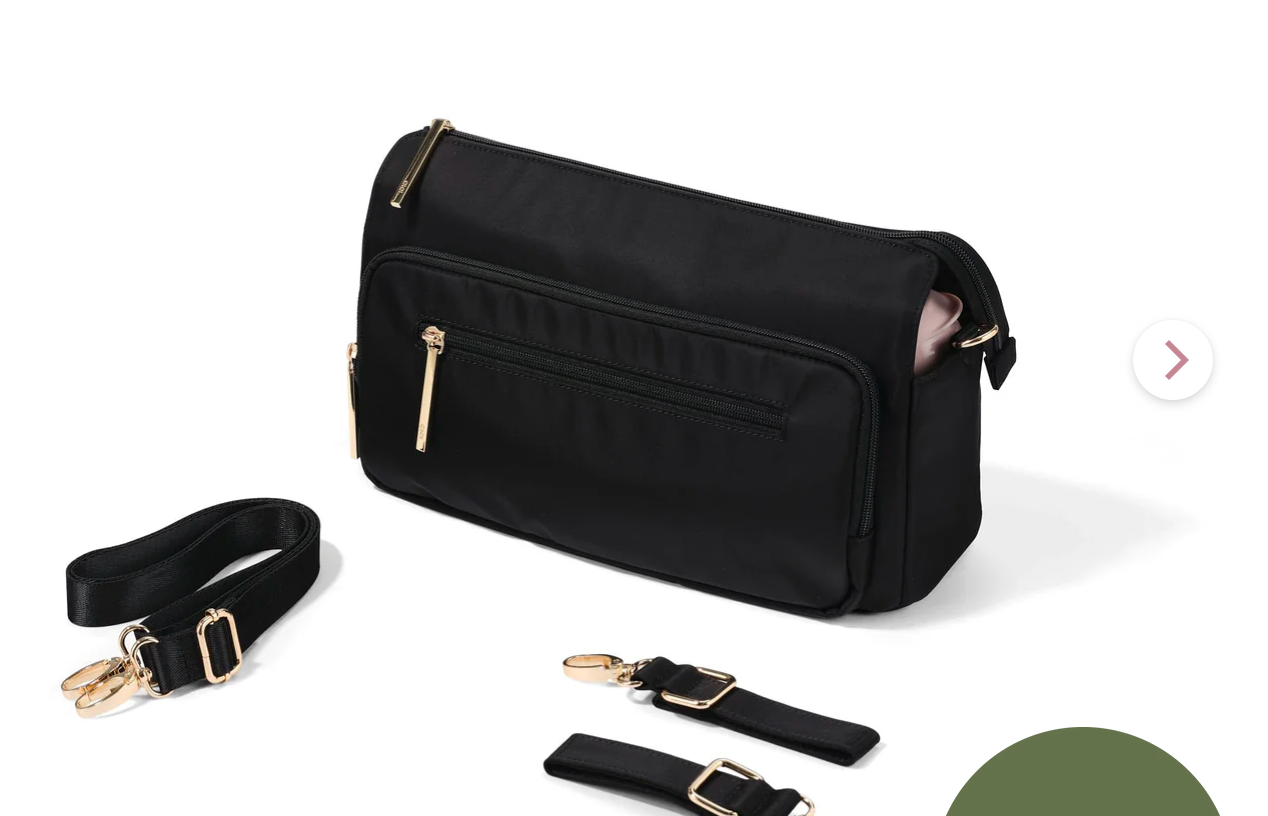 Oioi Vegan Leather Multitasker Pram Caddy 2.0 - Black Nylon