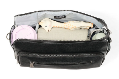 Oioi Vegan Leather Multitasker Pram Caddy 2.0 - Black Nylon
