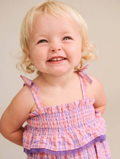HUXBABY | TIE ROMPER | TROPICAL CHECK