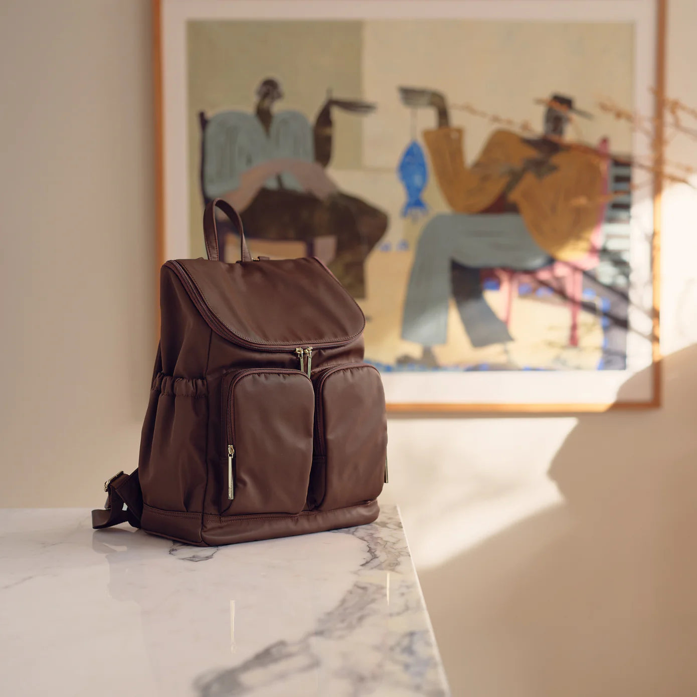 OIOI SIGNATURE NAPPY BACKPACK | NYLON CHOCOLATE
