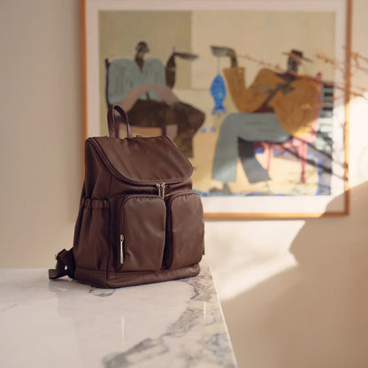 OIOI SIGNATURE NAPPY BACKPACK | NYLON CHOCOLATE