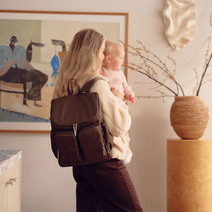 OIOI SIGNATURE NAPPY BACKPACK | NYLON CHOCOLATE