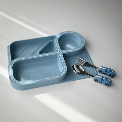 ZOOLI SILICONE DINNERWARE SET - BLUE RACETRACK