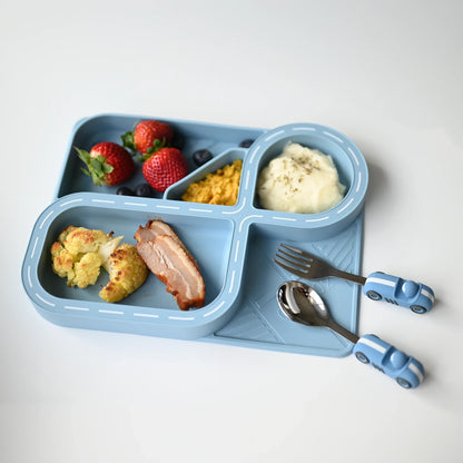 ZOOLI SILICONE DINNERWARE SET - BLUE RACETRACK