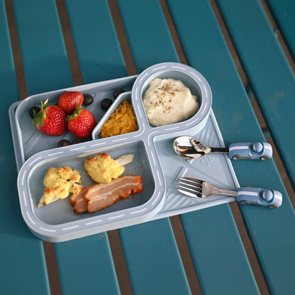 ZOOLI SILICONE DINNERWARE SET - BLUE RACETRACK