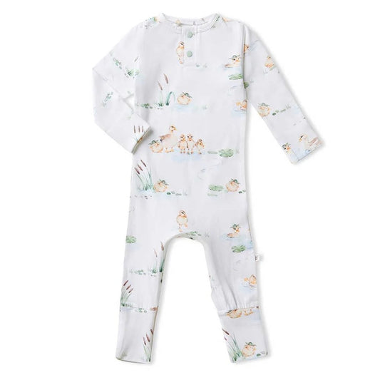 Snuggle Hunny Organic Cotton Growsuit - Duck Pond
