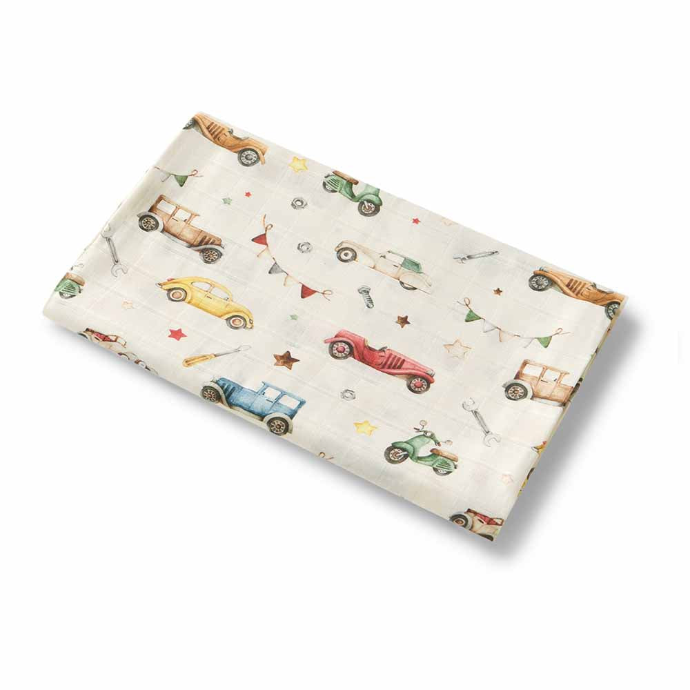 Snuggle Hunny Organic Cotton Muslin Wrap - Vintage Cars