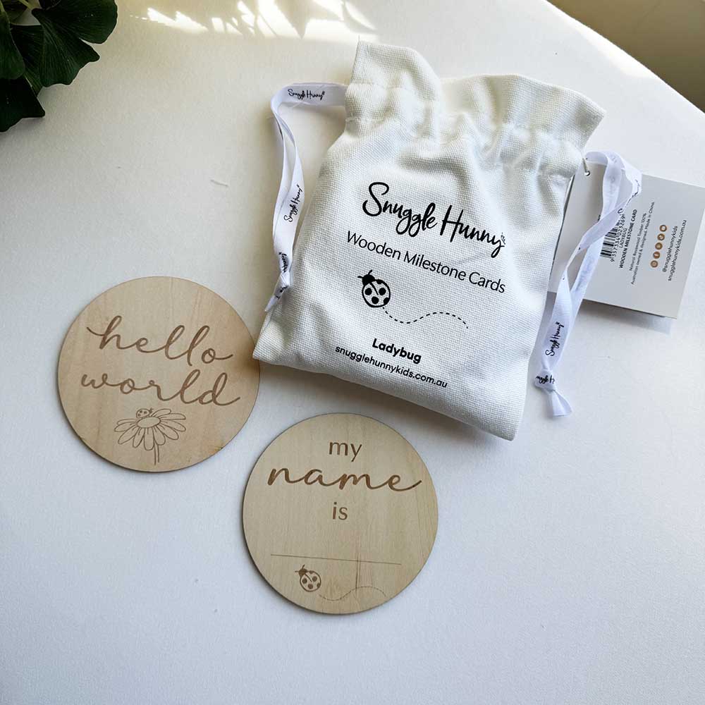 Snuggle Hunny Wooden Milestone Discs | Ladybug - Angus & Dudley Collections