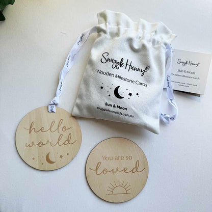 Snuggle Hunny Wooden Milestone Discs | Sun and Moon