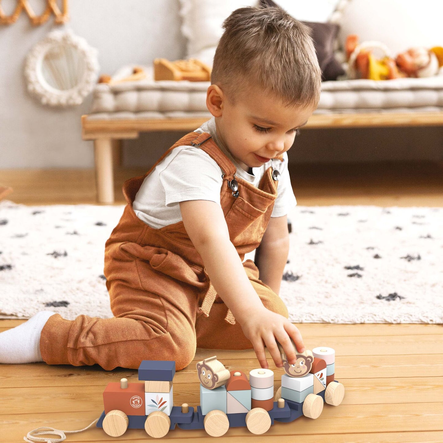 Speedy Monkey Wooden Stacking Train Set