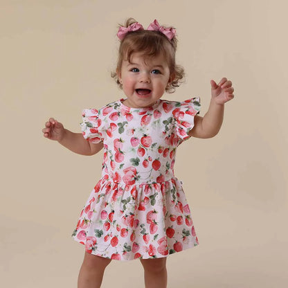 Snuggle Hunny Organic Cotton Short Sleeve Dress - Strawberry