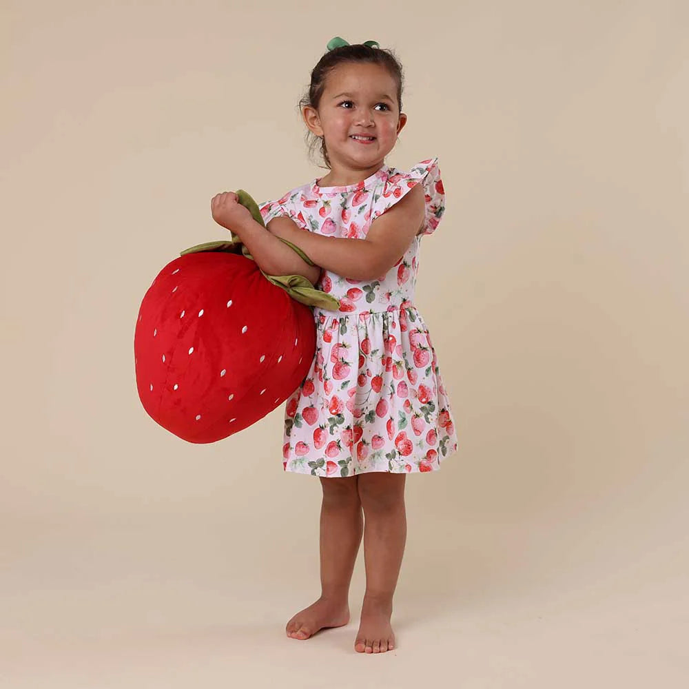 Snuggle Hunny Organic Cotton Short Sleeve Dress - Strawberry