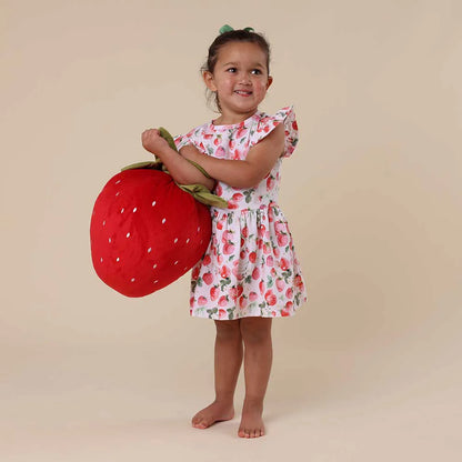 Snuggle Hunny Organic Cotton Short Sleeve Dress - Strawberry