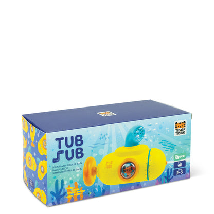Box of Tub Sub toy with yellow submarine design on a blue background