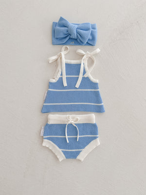 Ziggy Lou Button Singlet - River Stripe