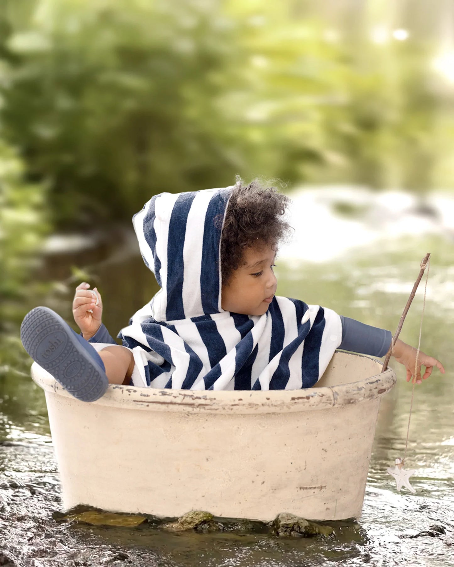 TOSHI BEACHCOMBER HOODED TOWEL | STRIPE MOONLIGHT