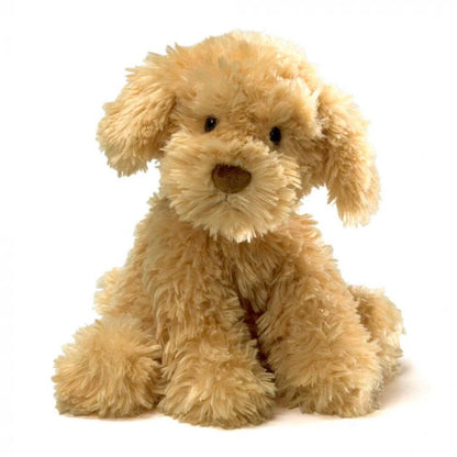 Plush dog toy on a white background