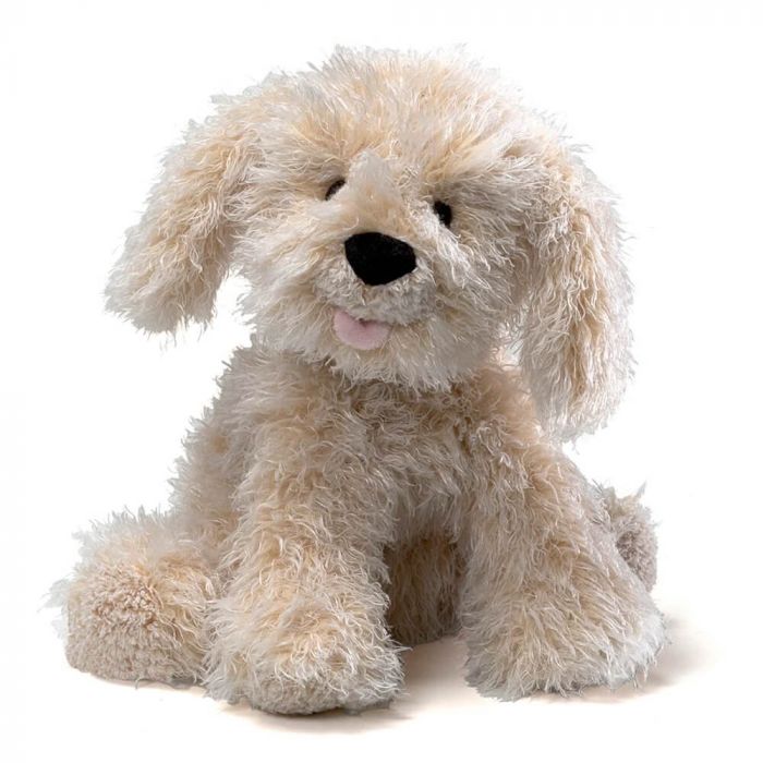Plush dog toy on a white background