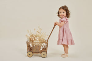 Aster and Oak Muslin Ruffle Cotton Dress - Pink